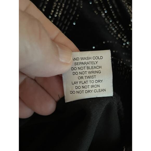 90s Black Velvet Top Womens L Shimmer 2pc Stretchy Elegant Glam NYE Y2K Girly - Picture 8 of 11